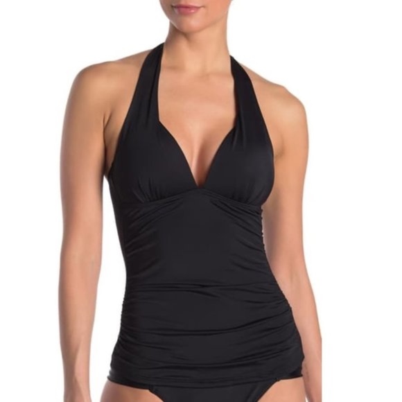 Rachel Rachel Roy Ruched Halter Swim Top - Picture 1 of 6